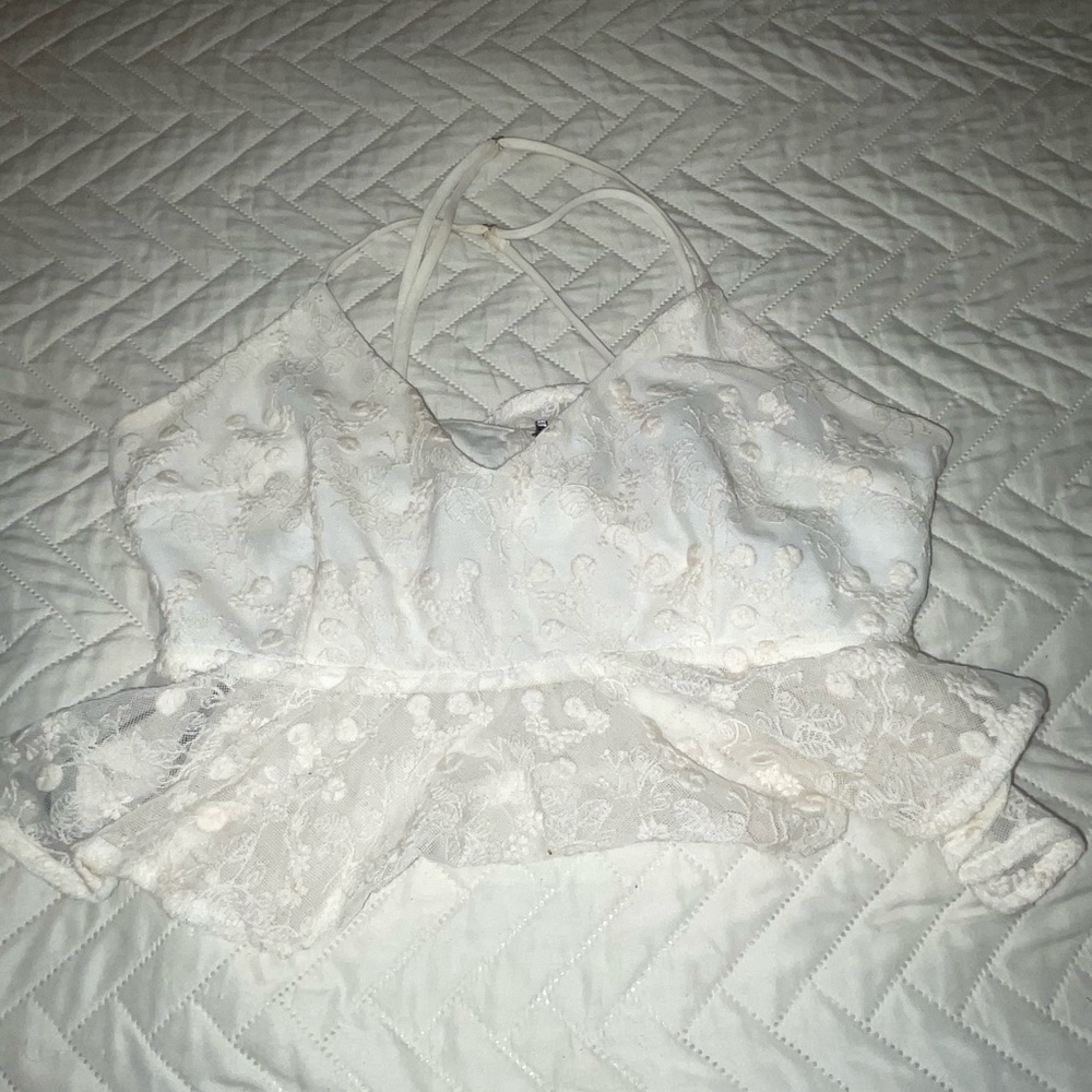 White Floral Crop Top